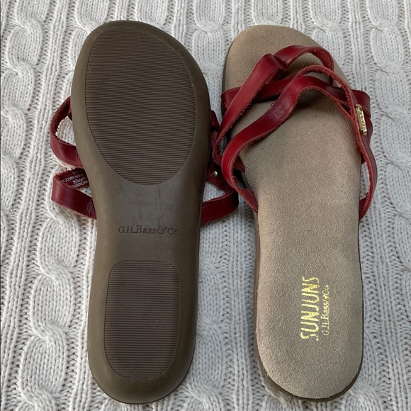 G.H. Bass & Co sz 6.5 WW leather Sunjuns Sharons thong sandals cinnamon colored - Picture 7 of 11